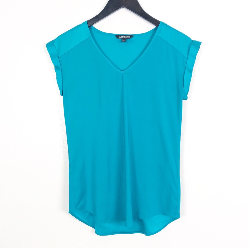 EXPRESS | Teal Cap-Sleeve Blouse